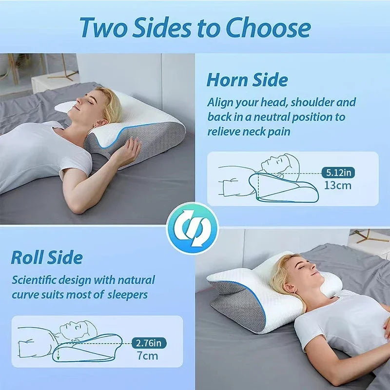 MOYU 2-in-1 Ergonomic Memory Foam Pillow for Neck Support, Cervical Relief, Sleep & Travel Comfort