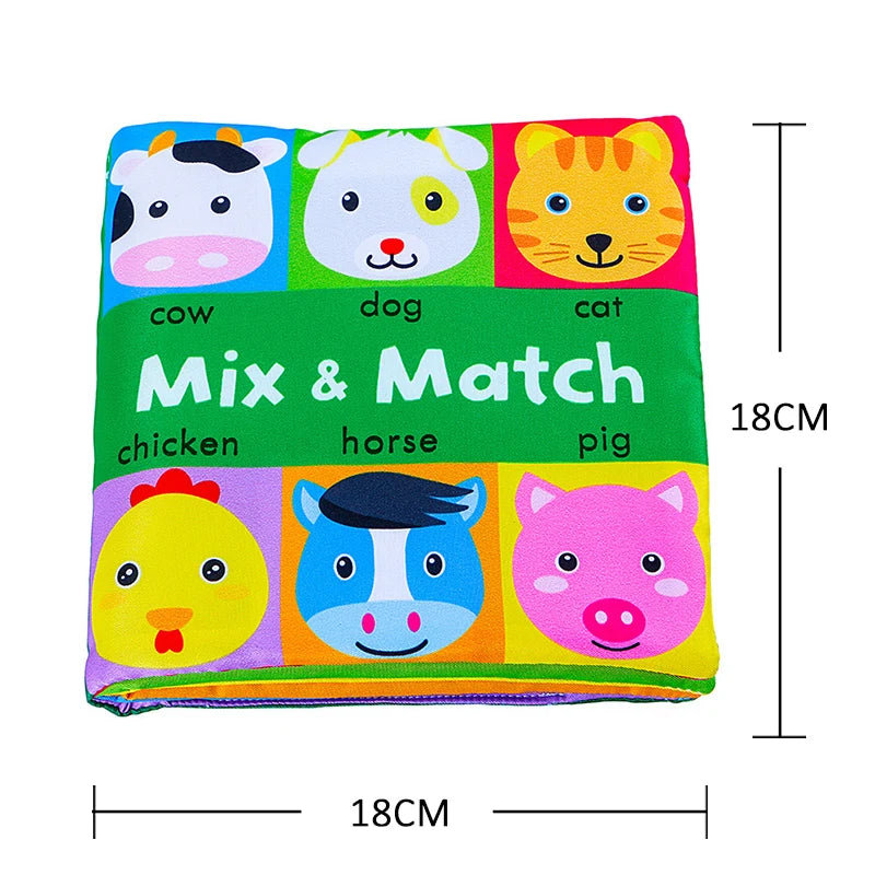 QWZ Soft Baby Cloth Books 3D Touch Feel High Contrast Sensory Stroller Toy for Newborns & Infants