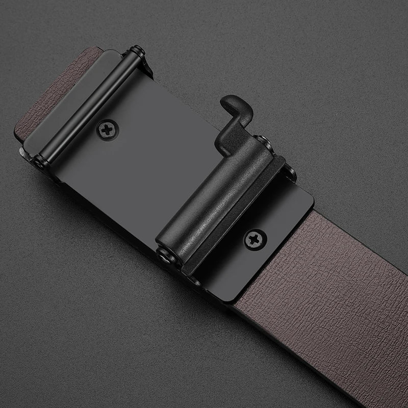 Men’s Automatic Buckle Belt PU Leather Fashion Business Belt Luxury Adjustable Jeans Waist Strap