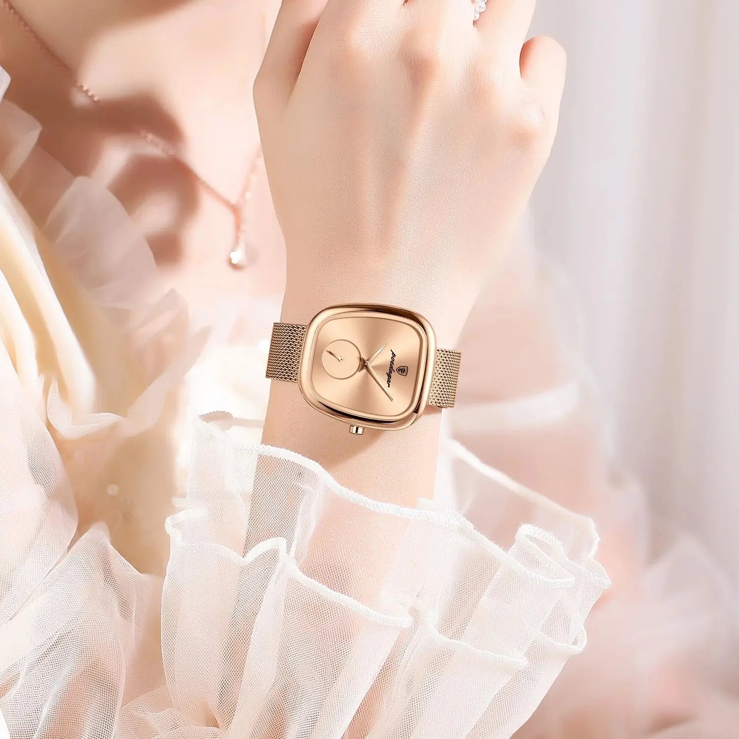 POEDAGAR Elegant Stainless Steel Mesh Ladies Quartz Watch Waterproof Fashion Casual Women’s Reloj