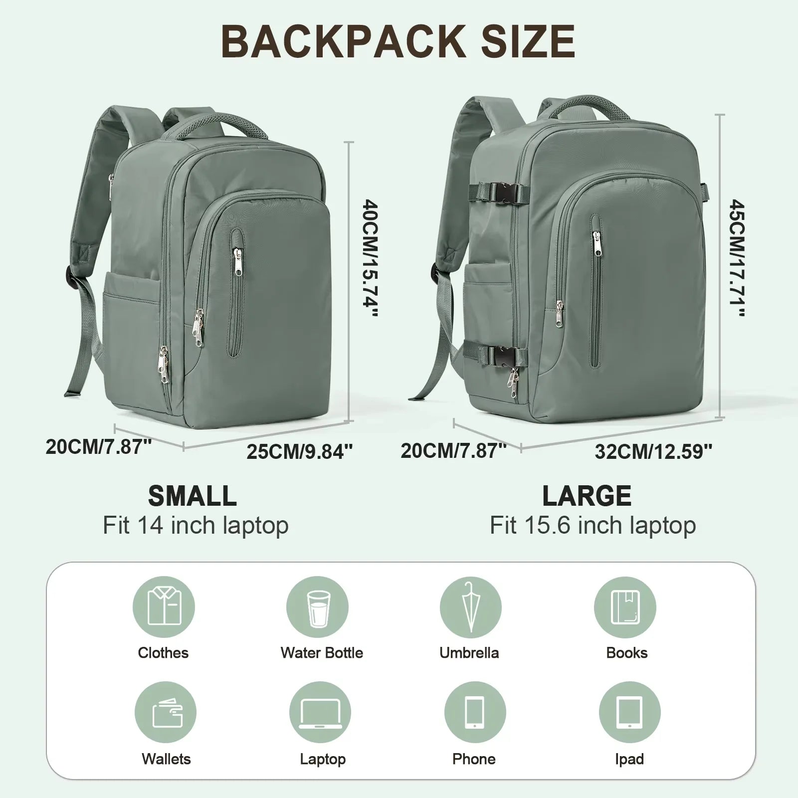 Laptop Travel Backpack Women Men Aircraft Carry-On 45x36x20 and 40x20x25 underseat bag requirements