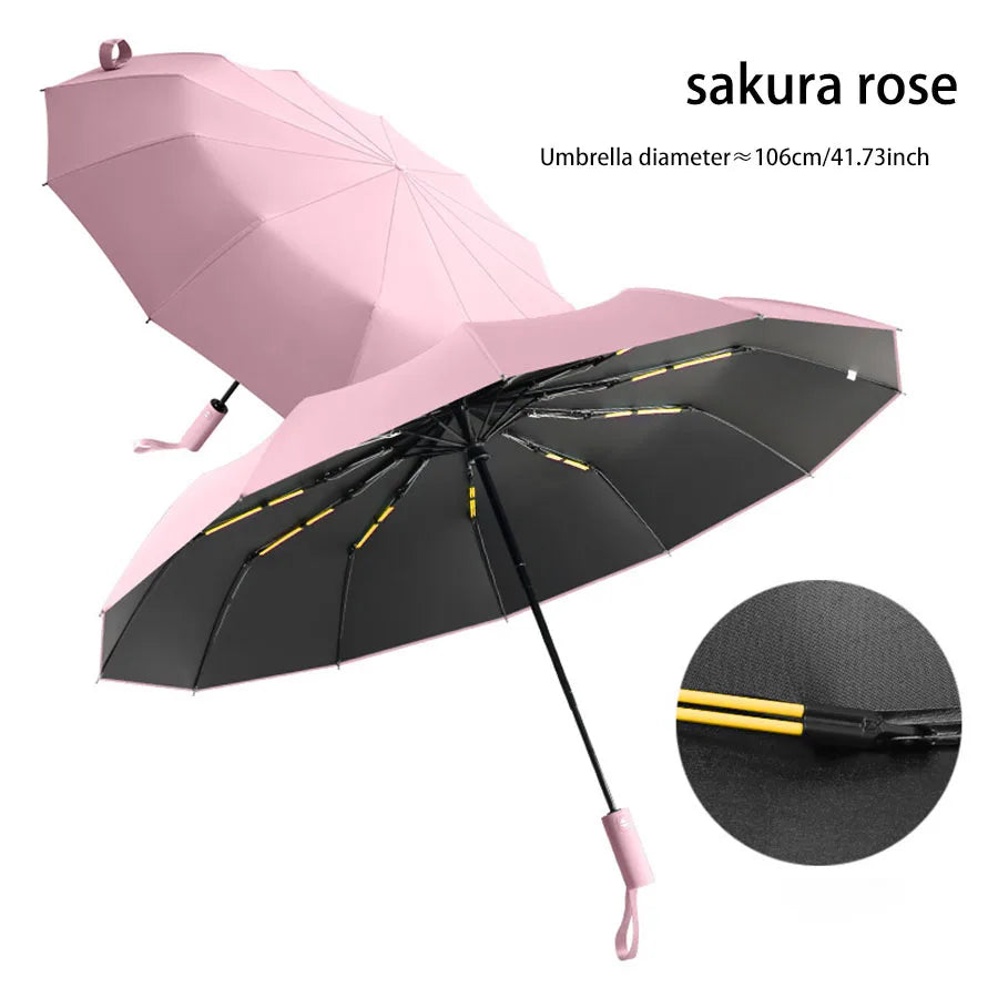 Reinforced 24-Bone Wind-Resistant Umbrella with Anti-UV Protection for All-Weather Automatic Use