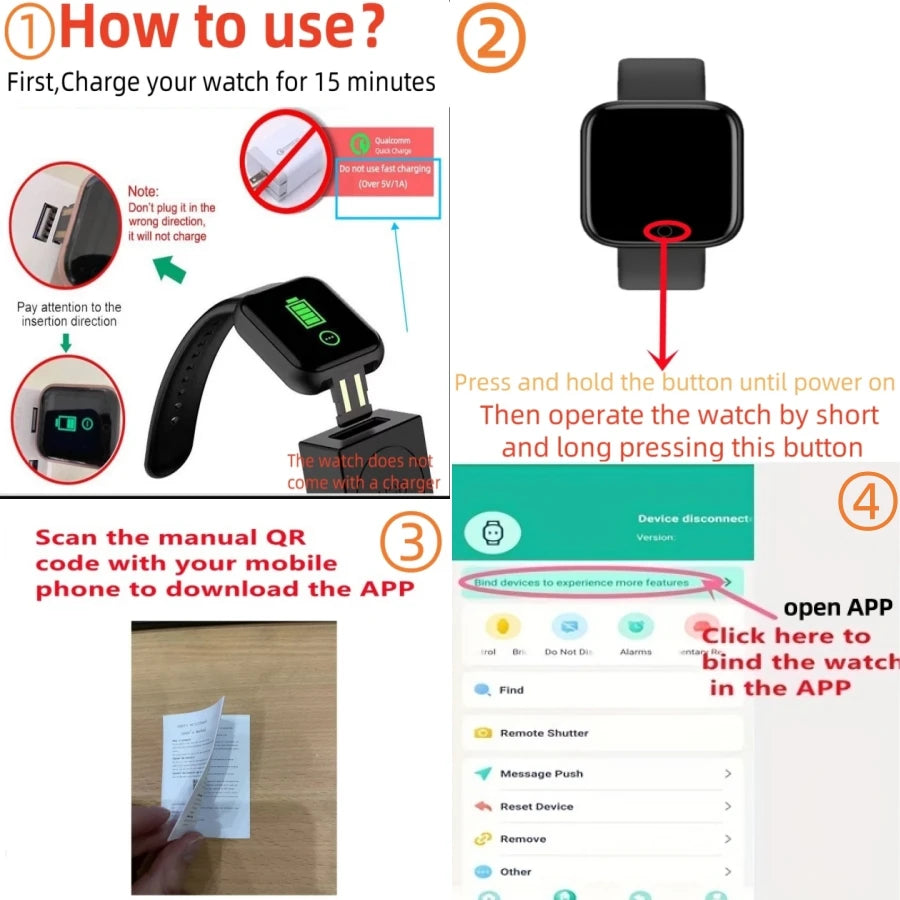 Smart Watch for Men & Women with Fitness Tracker, Heart Rate Monitor & Message Reminder