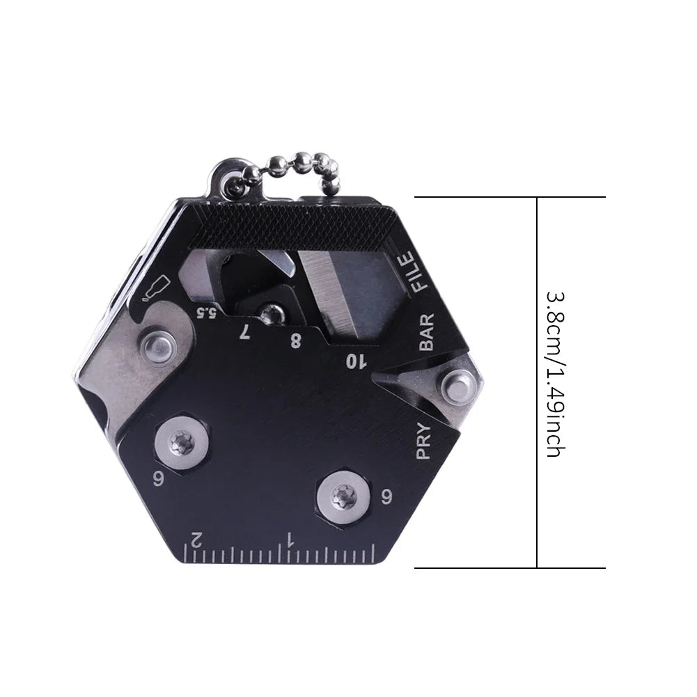 Multifunctional Hexagon Keychain Tool – Mini Folding Knife, Screwdriver & EDC Gear Coin Tool