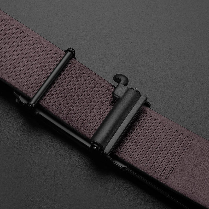 Men’s Automatic Buckle Belt PU Leather Fashion Business Belt Luxury Adjustable Jeans Waist Strap