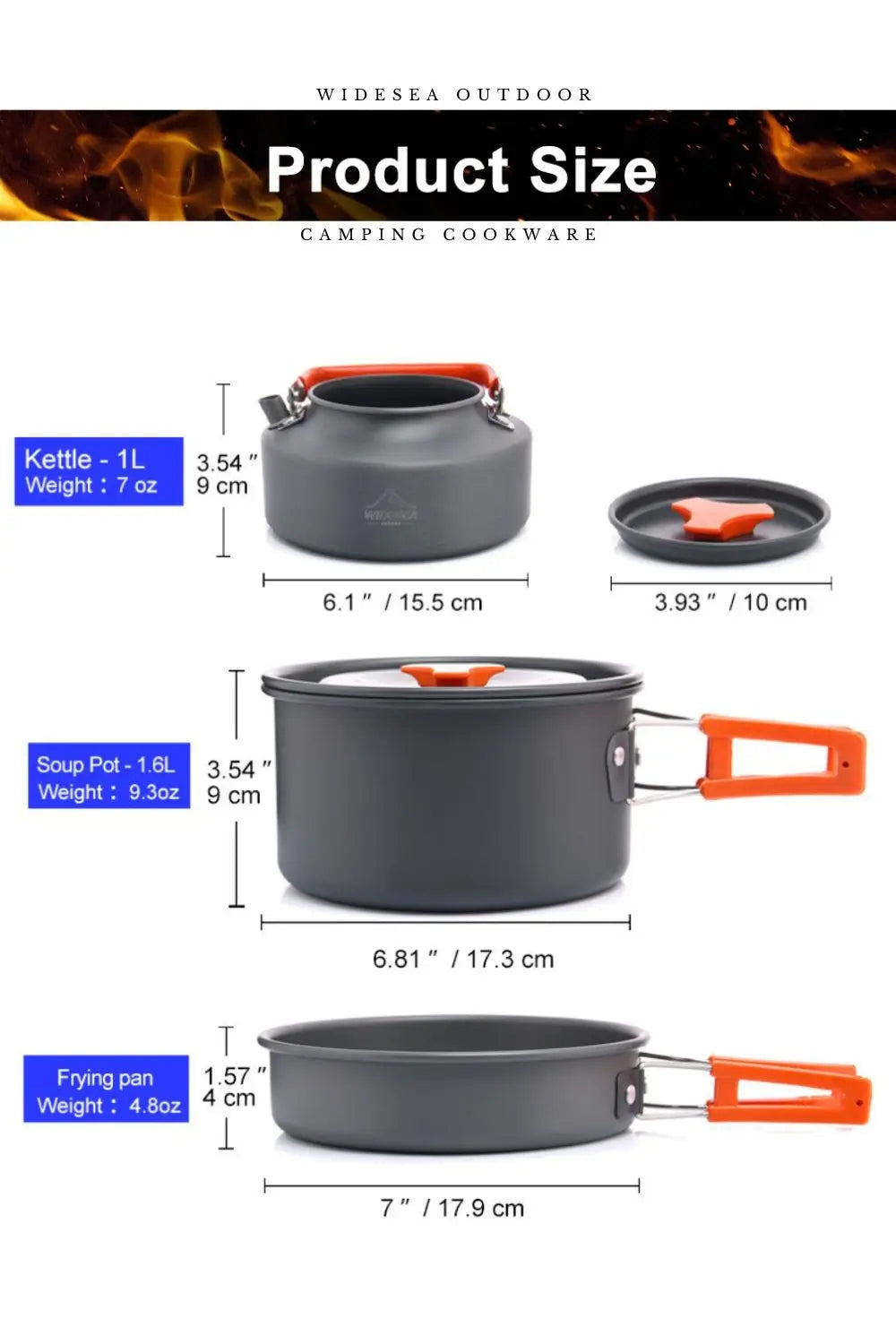 Widesea Camping Cookware Set | Lightweight Outdoor Pots & Tableware Kit