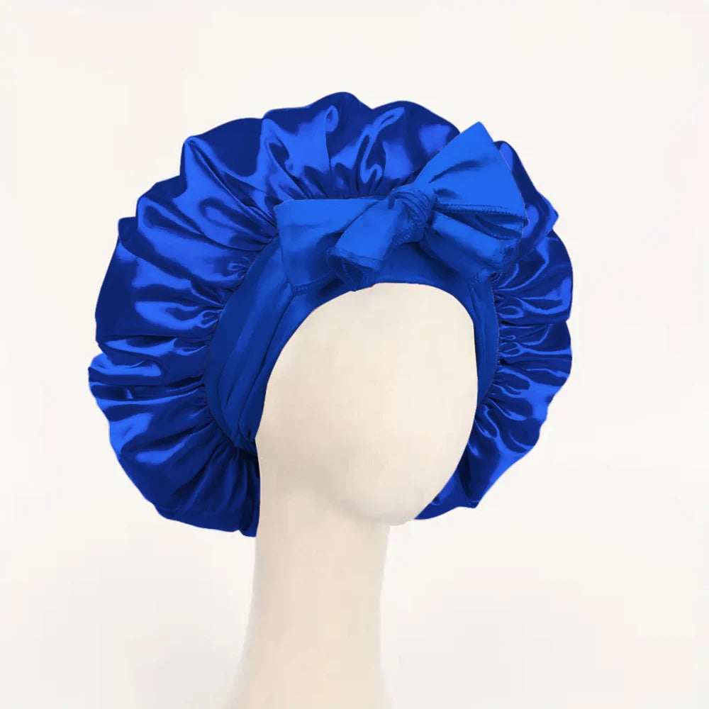ADJUSTABLE SATIN SILK BONNET FOR SLEEPING | Unisex Hair Protection with Tie Band – 16 Colours