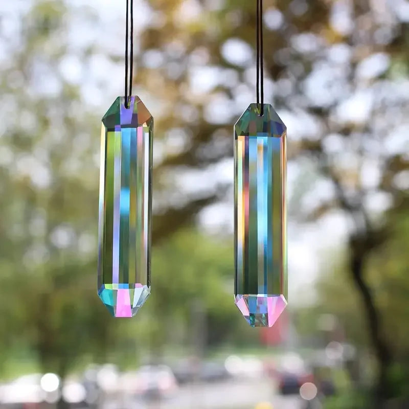 2 pcs Crystal Sun Catcher Window Prism Pendants – Rainbow Hanging Ornament for Home & Garden