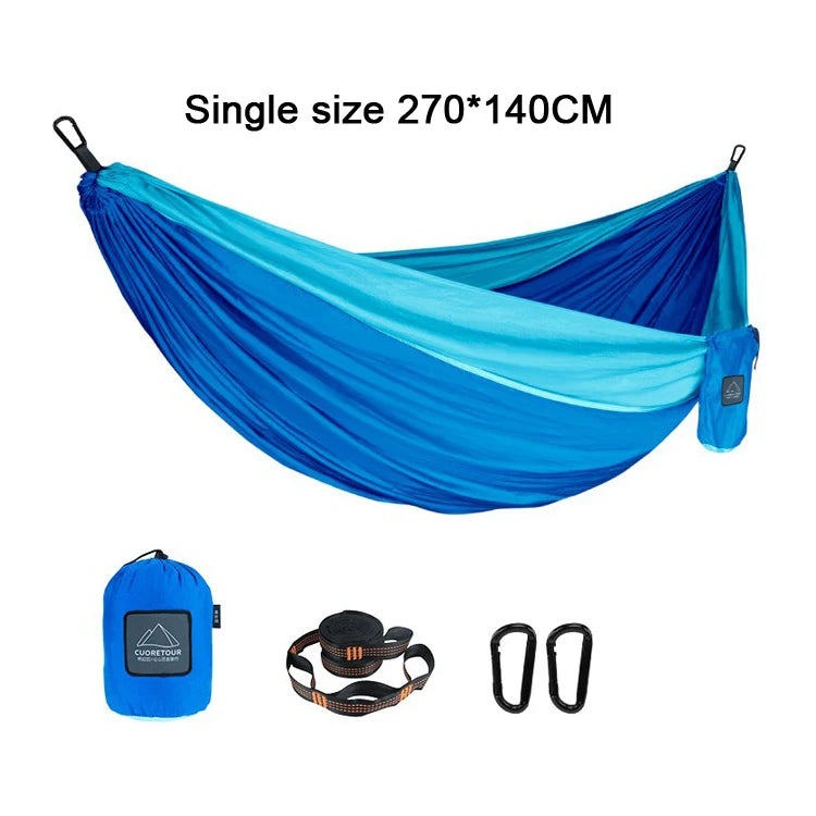 Portable Nylon Parachute Hammock Single & Double Sizes for Camping, Hiking, Travel and Outdoor Usage