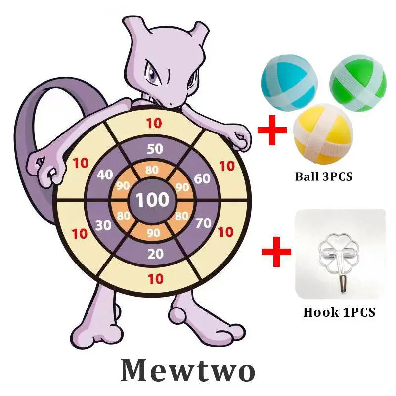 POKEMON Kids Cartoon Dart Board Sticky Ball Toy Pikachu Squirtle Game Party Interactive Gift