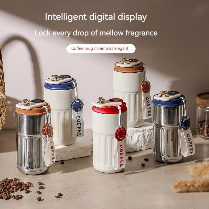 450ML Stainless Steel Thermos Water Bottle LED Temperature Display Coffee Travel Mug Flask