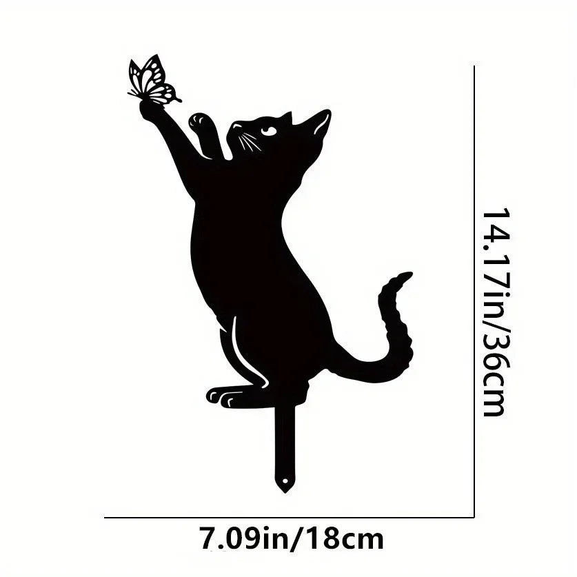 Exclusive Cute Cat Garden Silhouette – Tiki-Inspired Cat Family Garden Stakes Outdoor Decor Statues