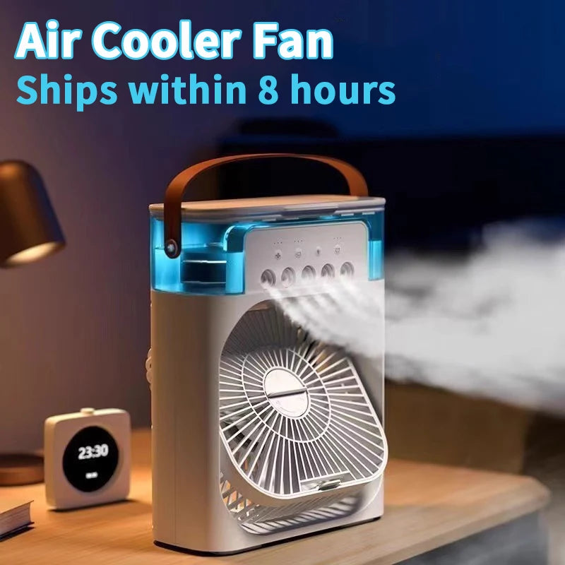 KUALOOL 3-in-1 Portable Mini Air Conditioner Fan Humidifier Cooling Fan with LED Night Light