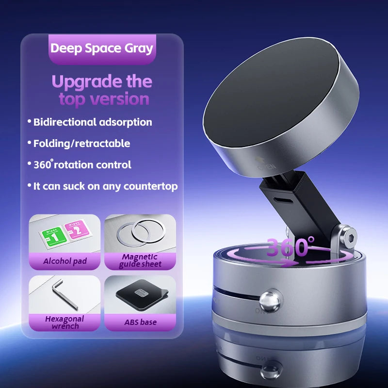 Foldable Magnetic Phone Holder Mini Vacuum Double-Sided Suction Cup Stand for all Smartphones