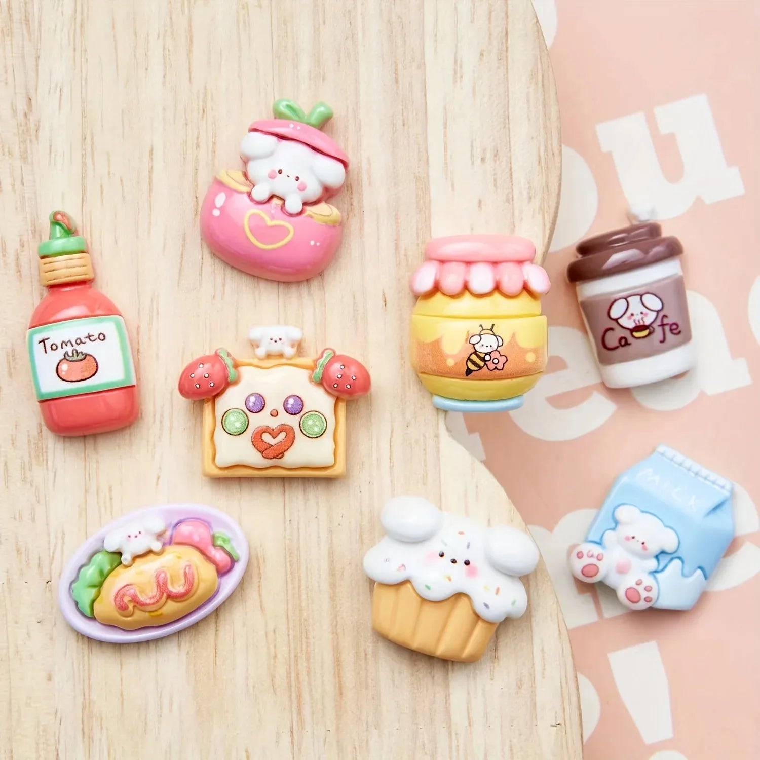 Kawaii Cartoon 8 Pcs Food Refrigerator Magnets, Cute Decorative Fridge Magnets for Home & Office