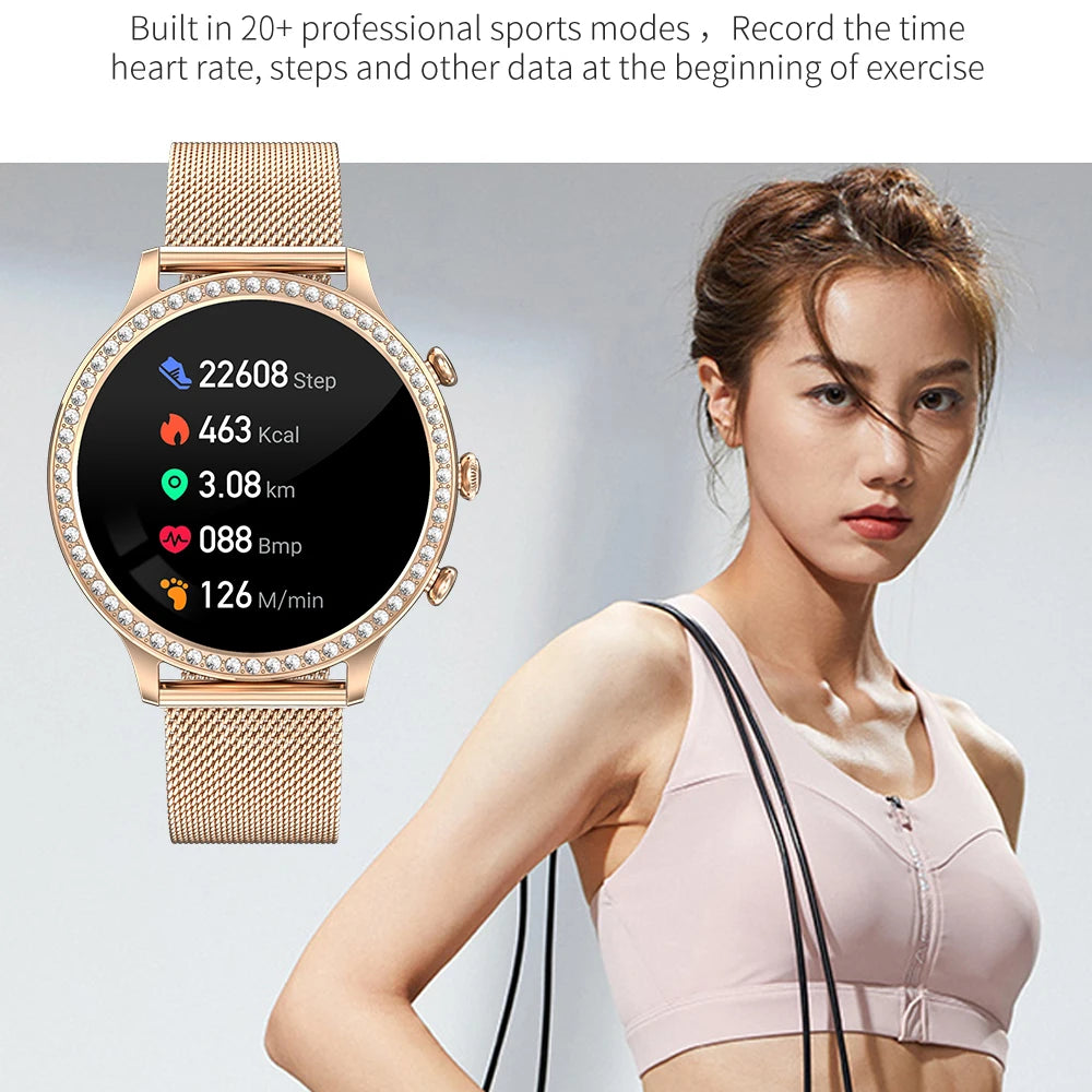 RollsTimi elegant women’s smart watch bluetooth calls blood pressure heart rate fitness fashion watch