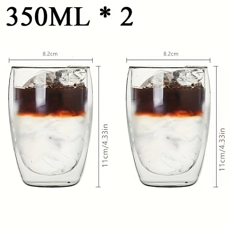 Double Wall Glass Cup Heat-Resistant Transparent Handmade Tea, Espresso, Whisky & Coffee Mug