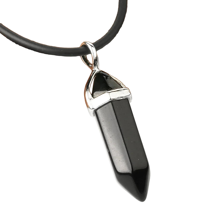 Natural Gemstone Hexagonal Bullet Necklace Quartz Crystal Pendant Chakra Healing Reiki Jewellery