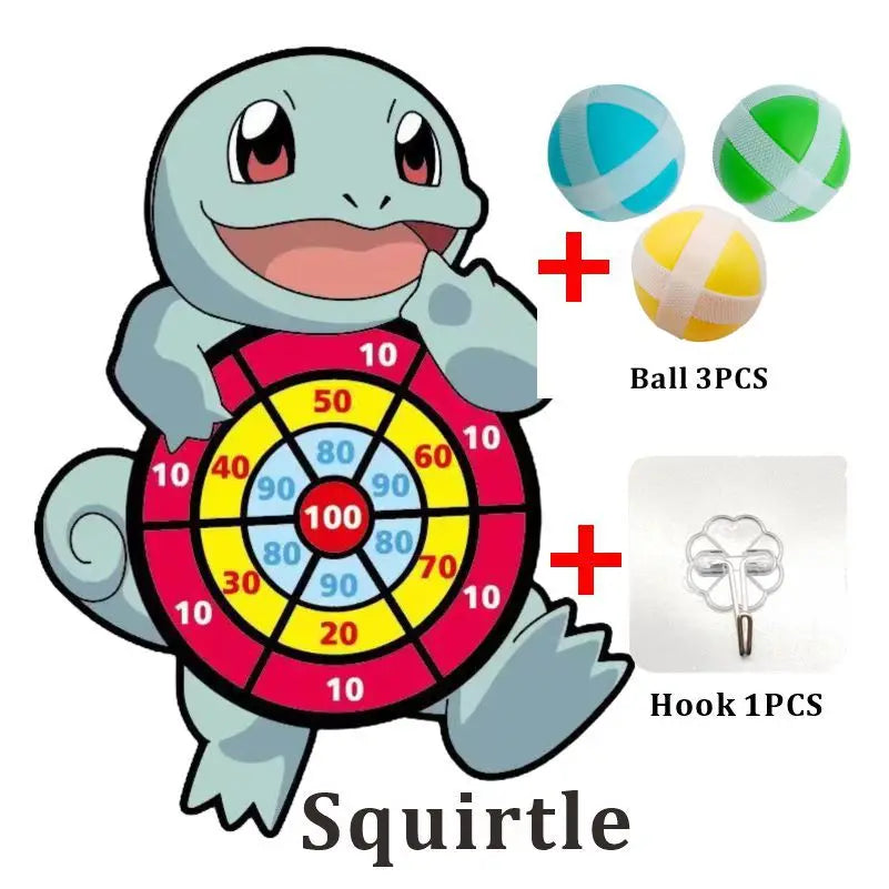 POKEMON Kids Cartoon Dart Board Sticky Ball Toy Pikachu Squirtle Game Party Interactive Gift