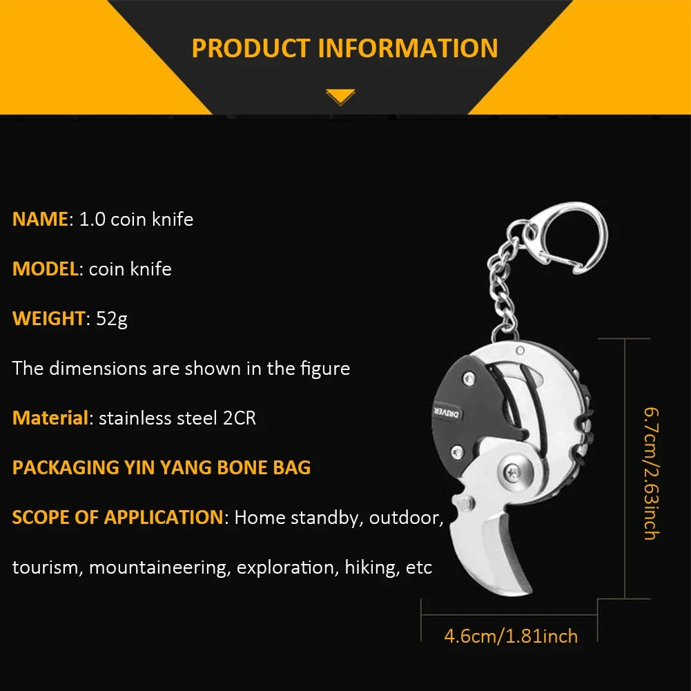 Multifunctional Hexagon Keychain Tool – Mini Folding Knife, Screwdriver & EDC Gear Coin Tool