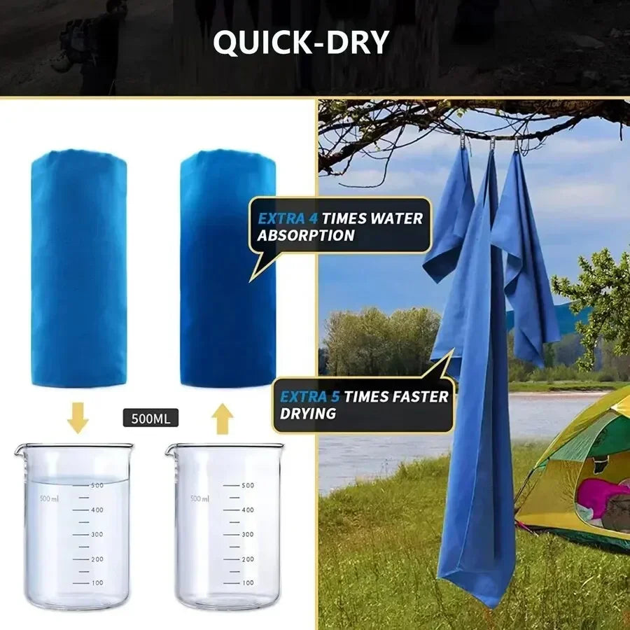 Quick-Dry Sports Towel Microfiber for Running, Yoga, Gym, Outdoor, Camping, Beach & Fitness