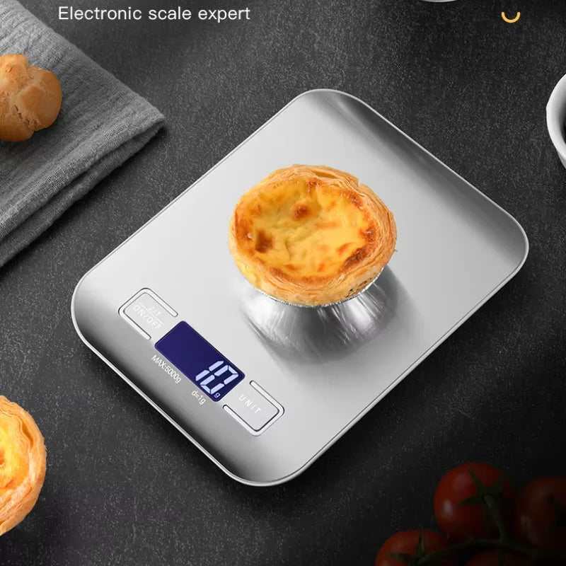 Digital Kitchen Scale 5kg/1g LCD Display Waterproof Stainless Steel High Precision Food Measuring