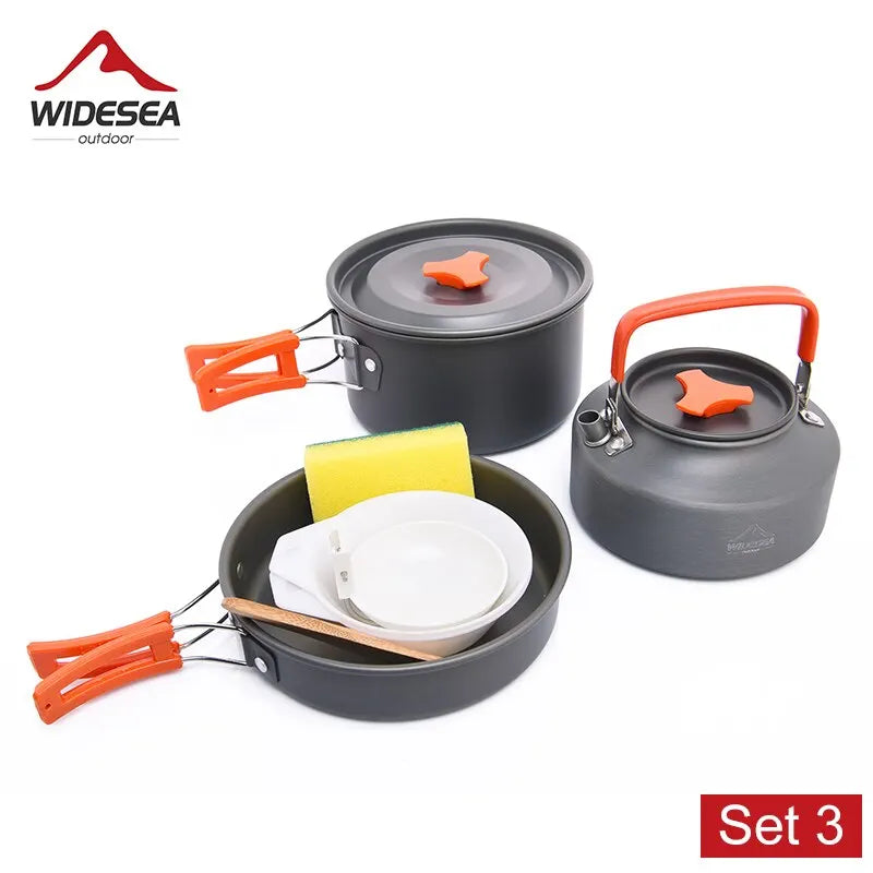 Widesea Camping Cookware Set | Lightweight Outdoor Pots & Tableware Kit