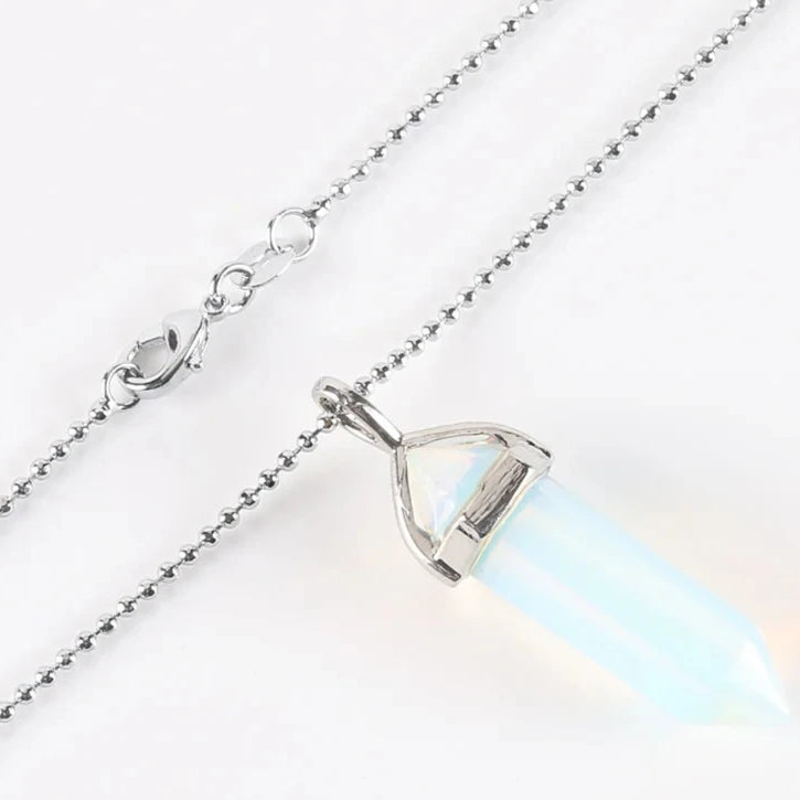 Natural Gemstone Hexagonal Bullet Necklace Quartz Crystal Pendant Chakra Healing Reiki Jewellery