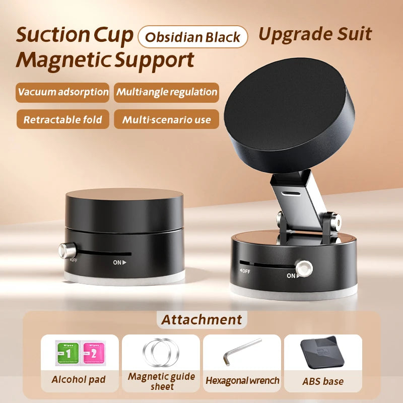 Foldable Magnetic Phone Holder Mini Vacuum Double-Sided Suction Cup Stand for all Smartphones