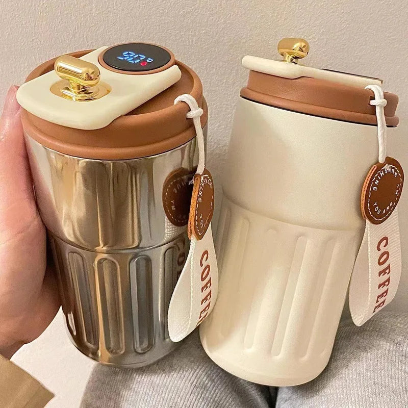 450ML Stainless Steel Thermos Water Bottle LED Temperature Display Coffee Travel Mug Flask