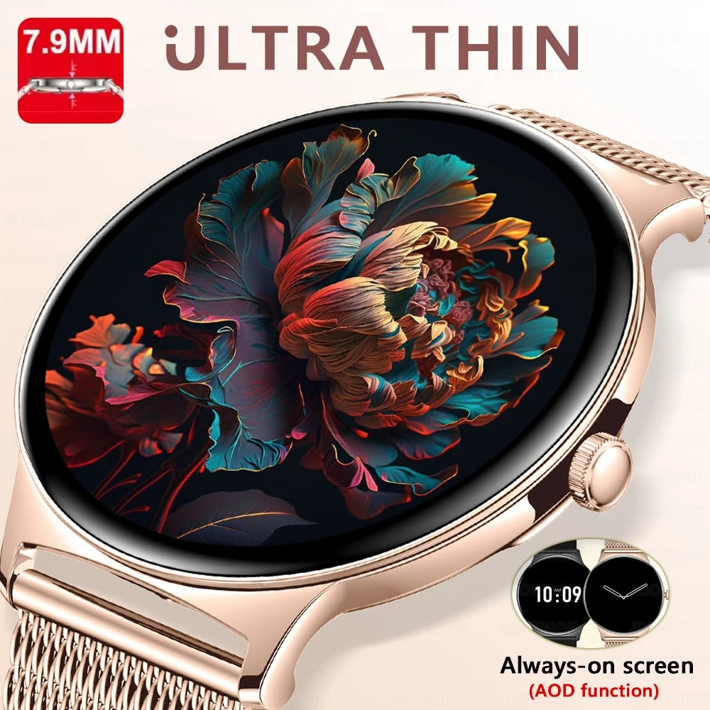 Ultra Thin Smart Watch Women 1.43 Inch AMOLED Screen Bluetooth Call Fashion Fitness Smartwatch