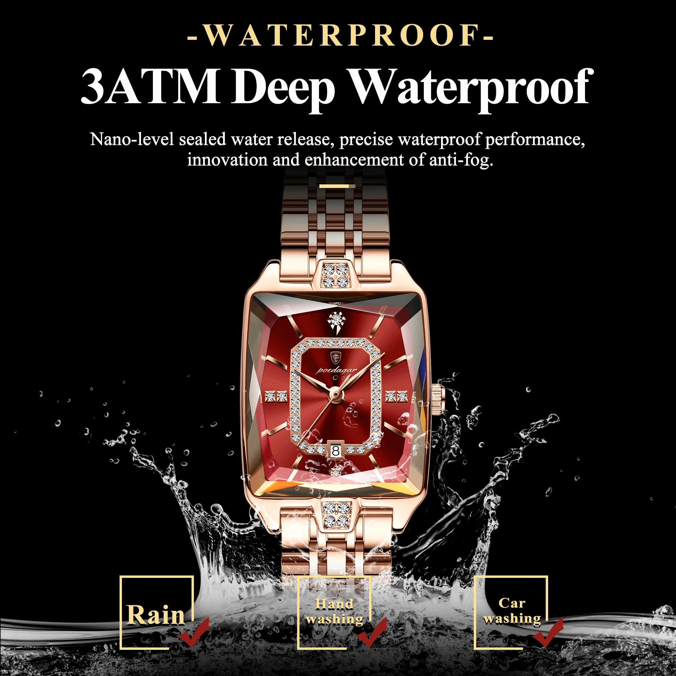 POEDAGAR Women's Luxury Watch Elegant Stainless Steel Waterproof Quartz Wristwatch with Date Display