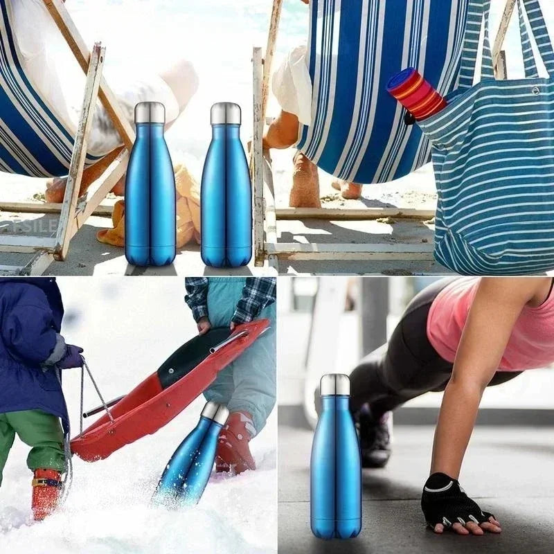 Stainless Steel Double Wall Insulated Thermos Flask Vacuum Sports Water Bottle 350ml 500ml 750ml 1L
