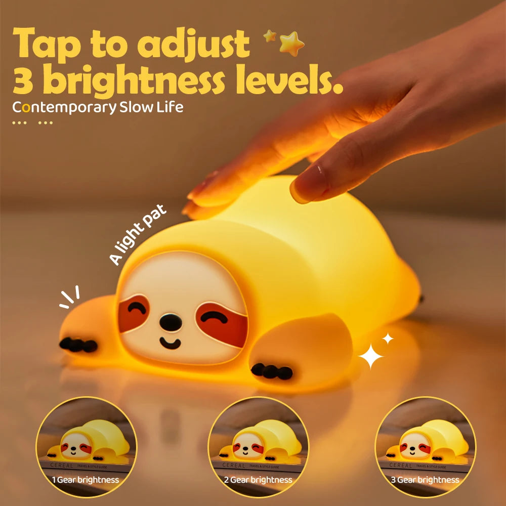 Cute Silicone Squishy Night Lamp Fox Rabbit Dimmable LED Nursery Bedside Touch Sensor Light