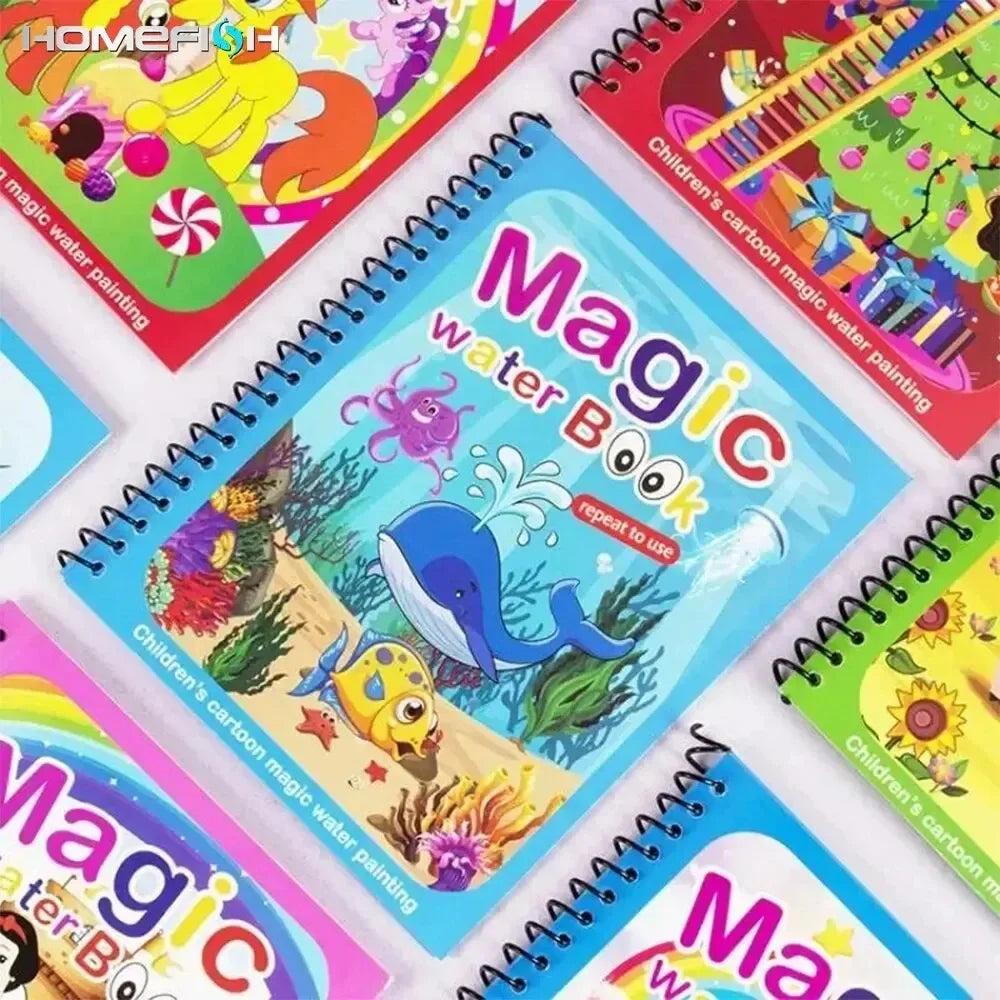 MAGICAL BOOK Reusable Water Drawing Montessori Toy Kids Sensory Colouring Book Early Education Gift