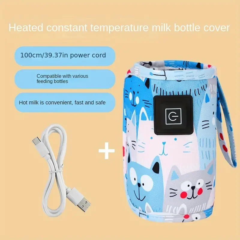 USB Milk Water Warmer Portable Travel Bottle Heater with Insulated Bag for Baby Feeding on the Go