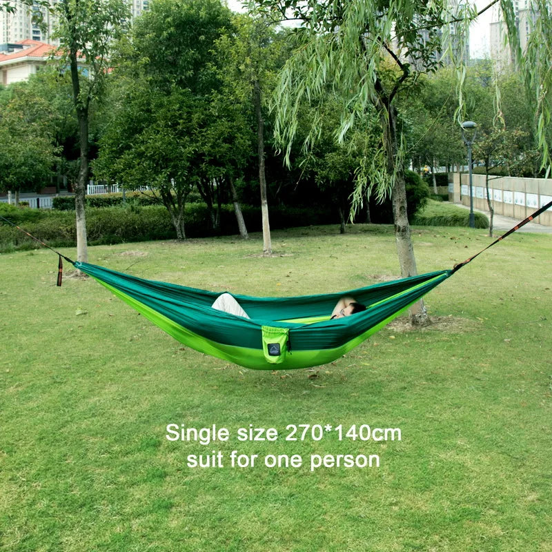 Portable Nylon Parachute Hammock Single & Double Sizes for Camping, Hiking, Travel and Outdoor Usage