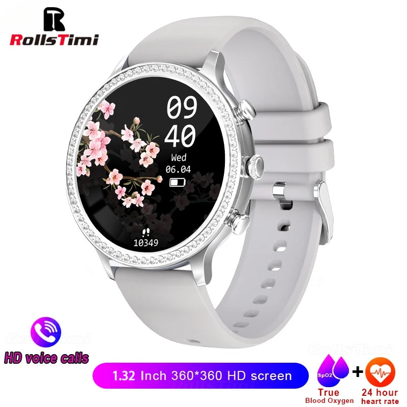 RollsTimi elegant women’s smart watch bluetooth calls blood pressure heart rate fitness fashion watch