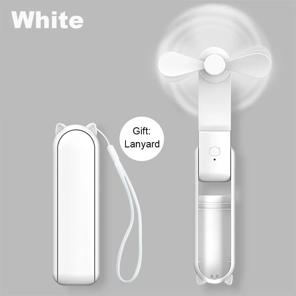Portable USB Rechargeable Fan 2000mAh 3 Speed Mini Handheld Foldable Pocket Travel Fan with Power Bank