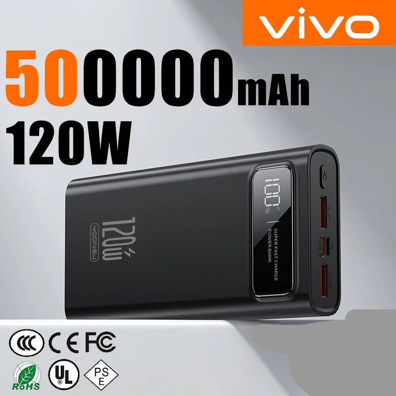 VIVO 200000mAh High Capacity 120W Super Fast Charging Power Bank LED Display for iPhone Xiaomi Samsung