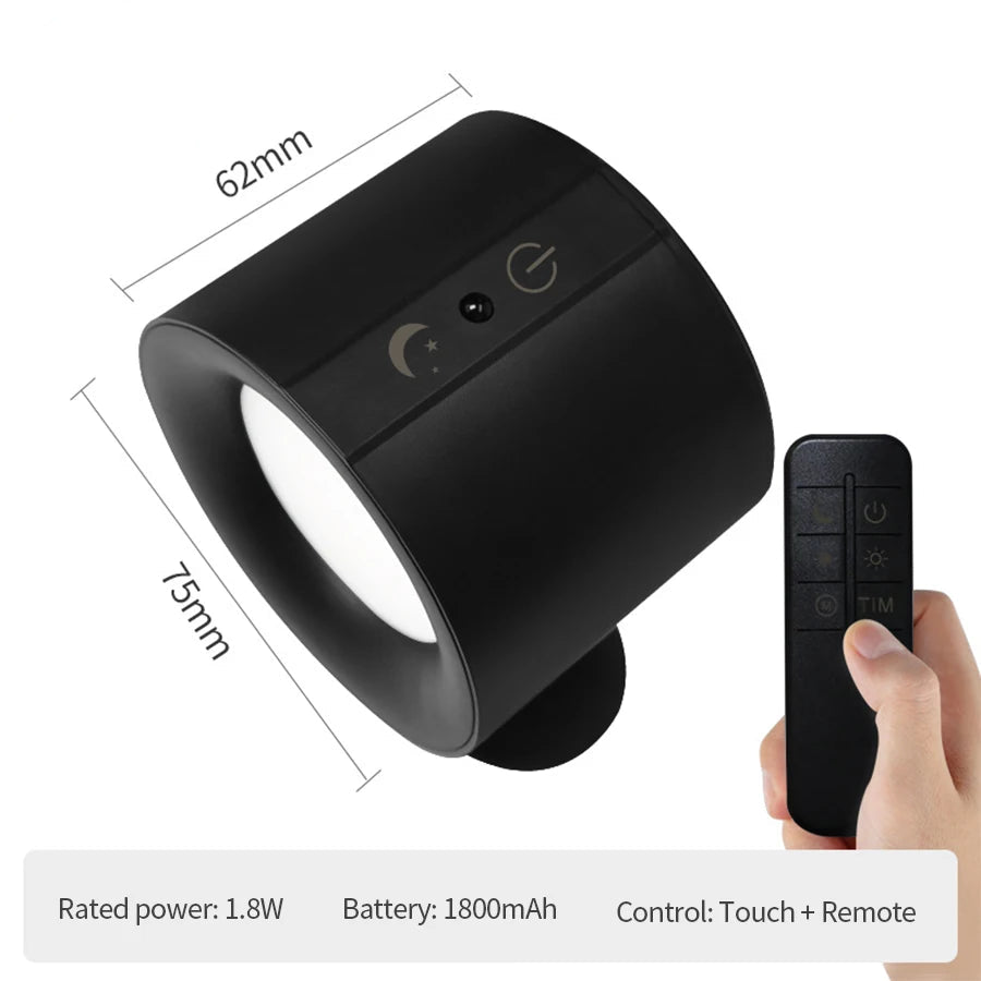 360° Rotatable LED Wall Sconce with Touch Control, Rechargeable Double Head Night Light for Bedroom