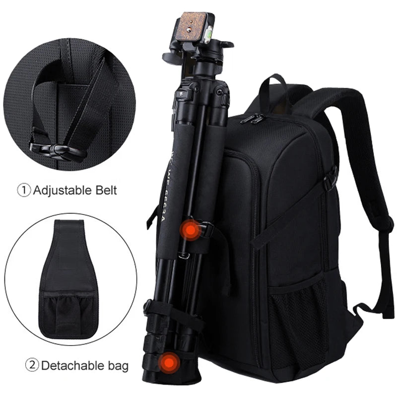 Waterproof DSLR Camera Backpack – Large Capacity Tripod Holder Rain Cover for Canon, Nikon, Sony
