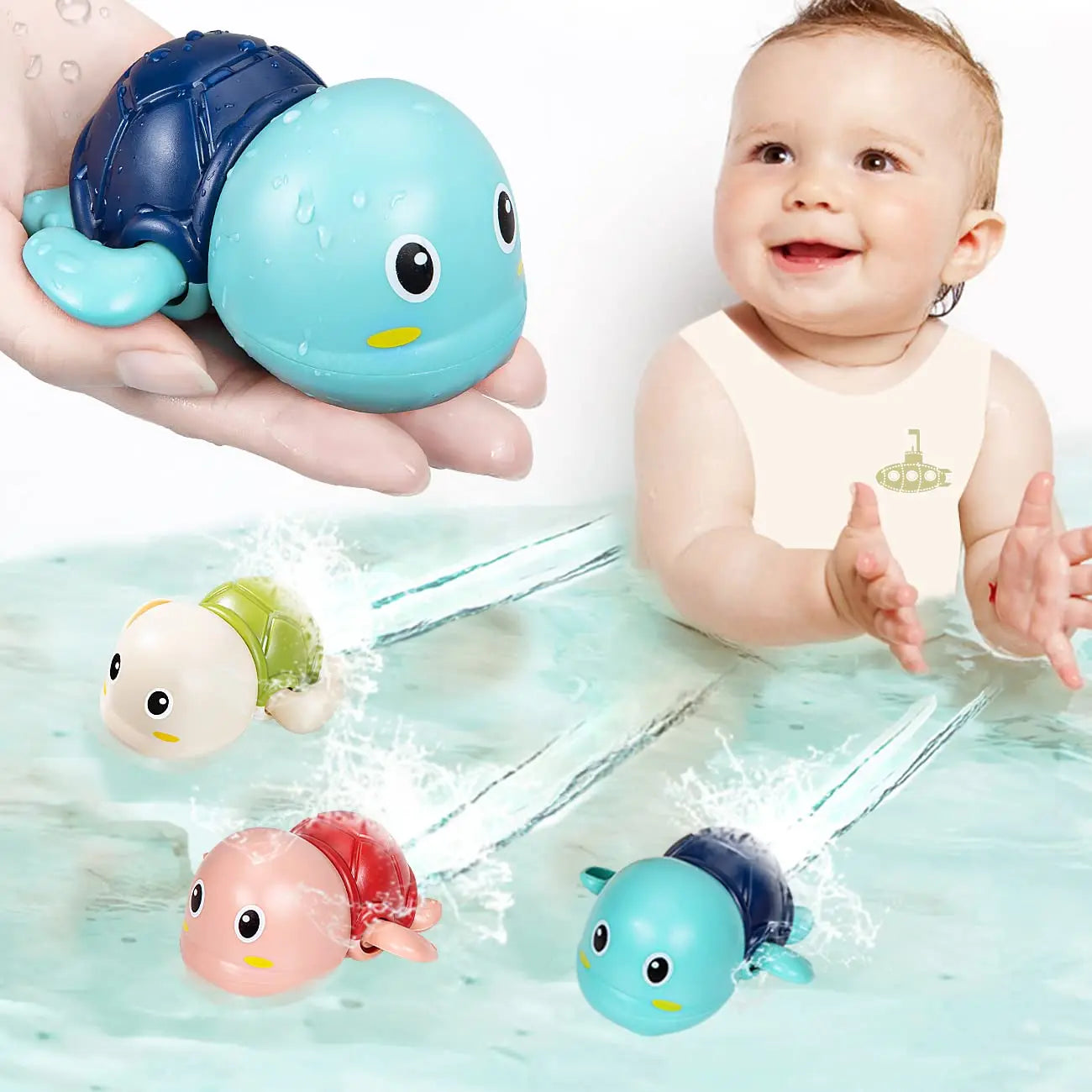 Baby Bath Toys Swimming Turtle Whale Clockwork Water Toys for Kids Bath Pool Beach Play