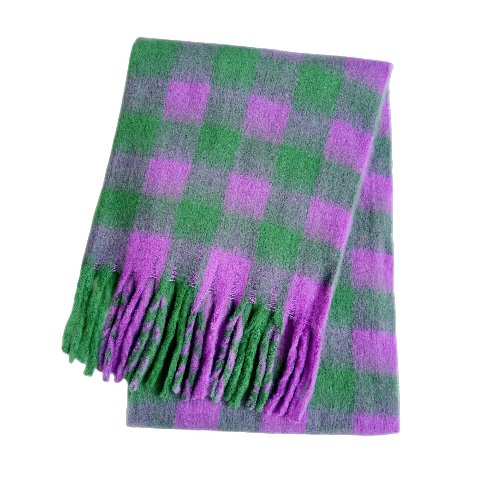 Women's Winter Cashmere Shawl & Warm Plaid Pashmina Scarf with Tassels – Stylish & Cosy