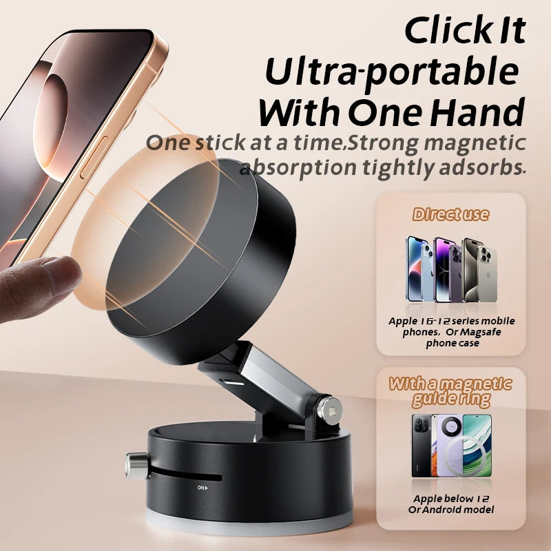 Foldable Magnetic Phone Holder Mini Vacuum Double-Sided Suction Cup Stand for all Smartphones