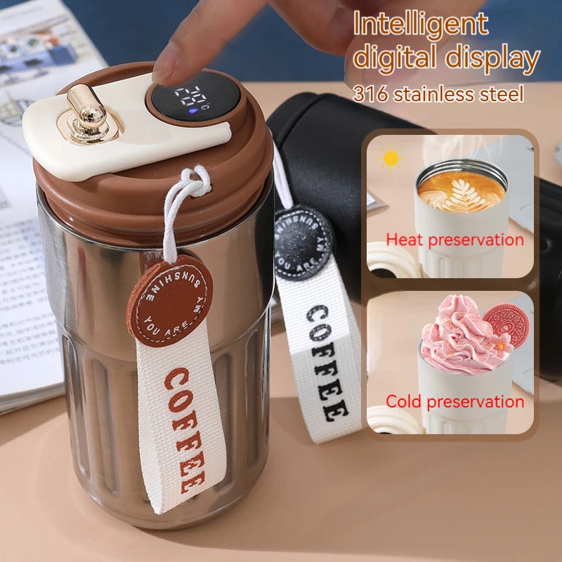 450ML Stainless Steel Thermos Water Bottle LED Temperature Display Coffee Travel Mug Flask