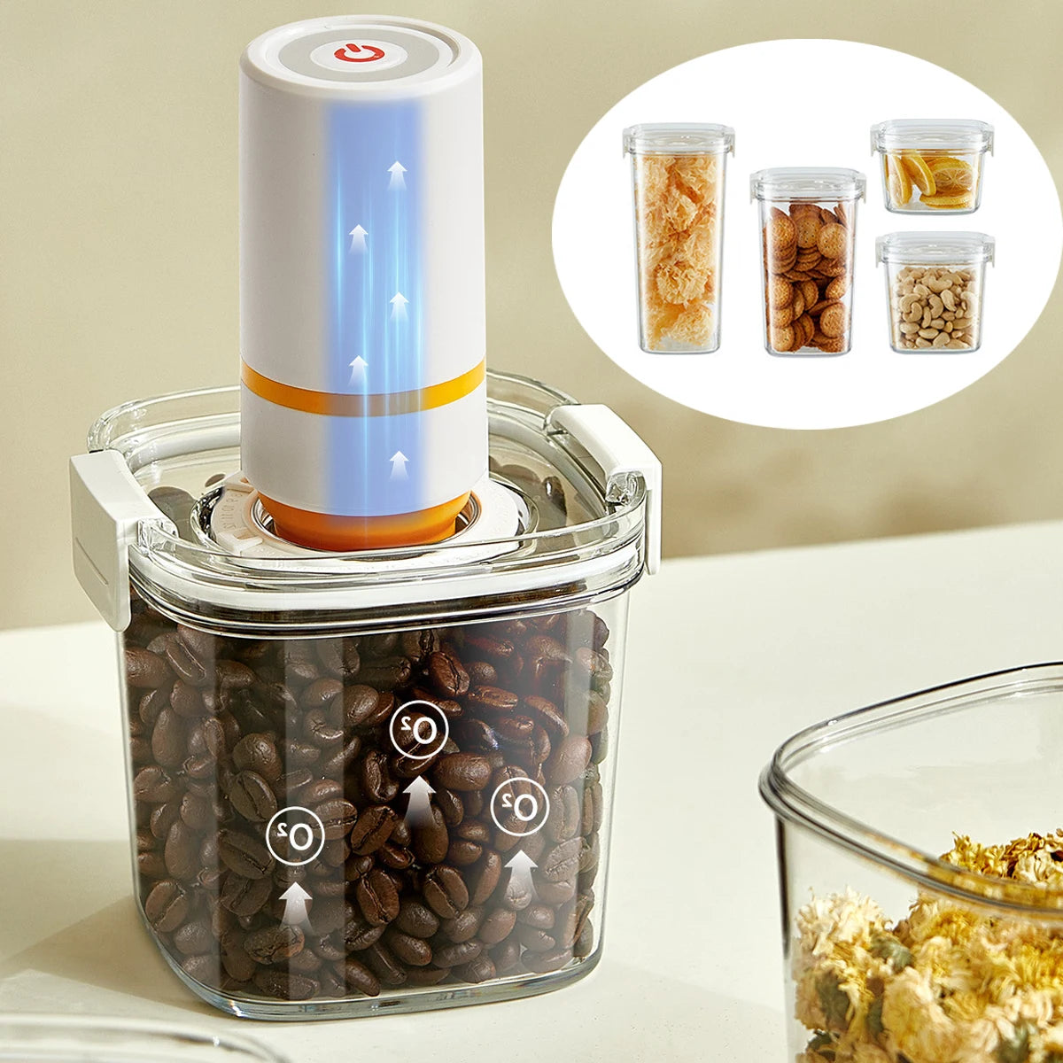 Vacuum Sealed Airtight Storage Jar Container for Tea, Cereals, Nuts & Kitchen Pantry Organisation