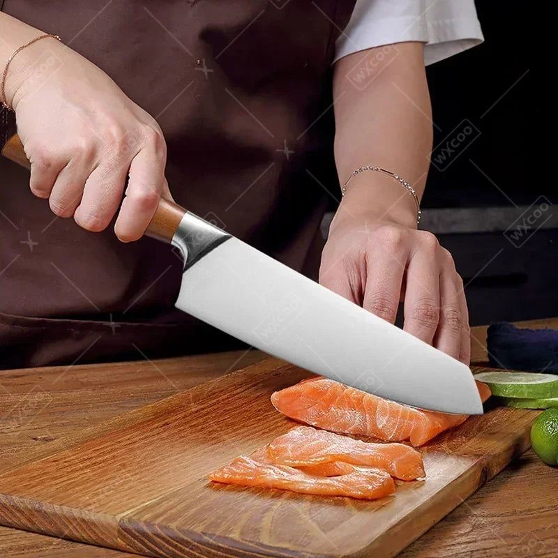 Santoku Chef Knives 5Cr15Mov Stainless Steel Japanese Kitchen Knives with Precision Wood Handle