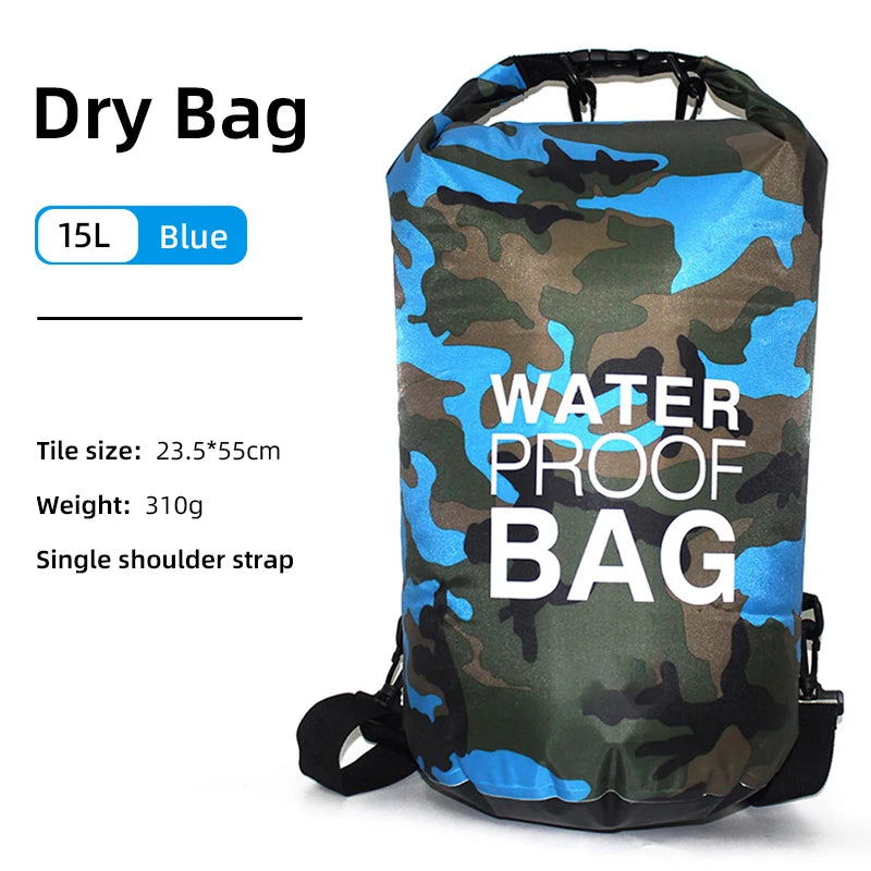 Waterproof 30L 15L Dry Bag Backpack with Wet Separation Pocket for Kayaking Boating Outdoor Kit Pack