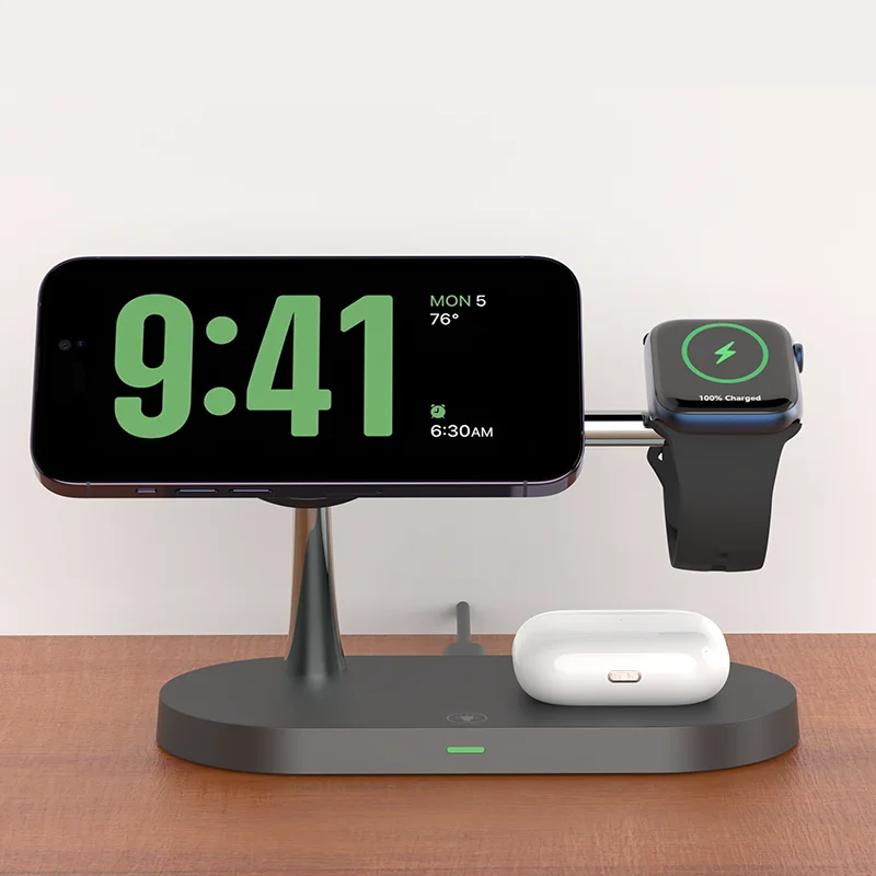3 in 1 Wireless Charger Stand for iPhone 12-17 Apple Watch 4-10 AirPods 2 3 Pro Fast Charging